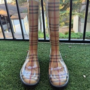 Burberry Tan Plaid Combat Boots
